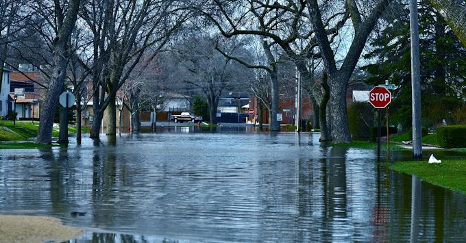 Flooded city streets