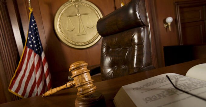 Judge's bench and gavel