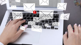 Email phishing on laptop