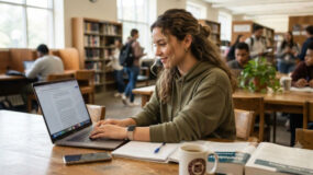 A student and their laptop